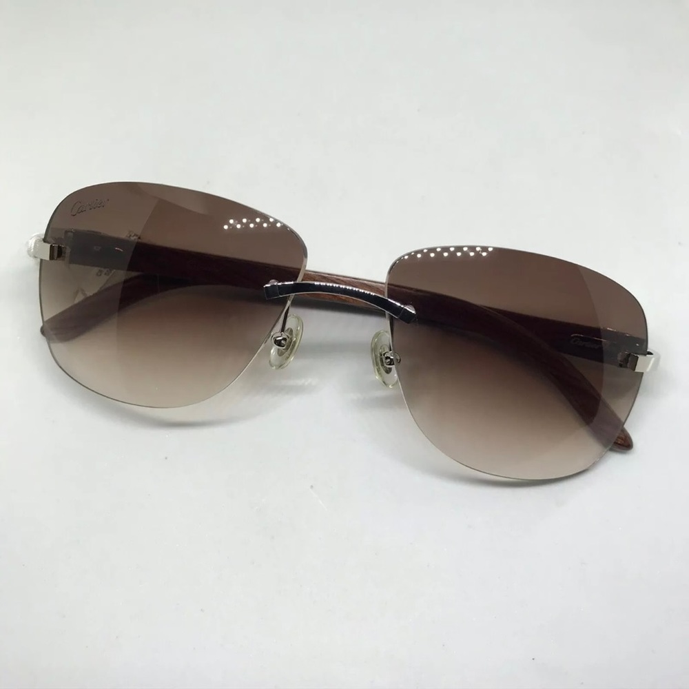 Cartier C Decor Platinum Bubinga Wood With Brown Cartier Lenses 57-18-140